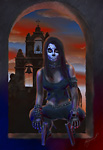Mission Bells introduces Maria Muerta from Brian Pulido with Illustration by Mark Greenawalt with model reference Desiree Srinivas