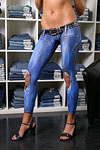 Painted-on jeans for grand opening
