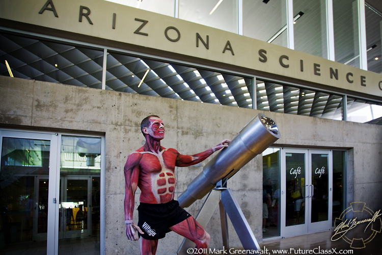 Body painting of muscle anatomy by Mark Greenawalt of Phoenix