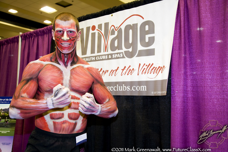 Trainer from Village Healthclubs painted as Mr. Anatomy
