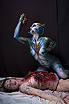 Alien attack with Encina and Autumn at the Alwun House Exotic Art Show 2013