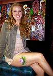 lilley pad body art on blondes leg