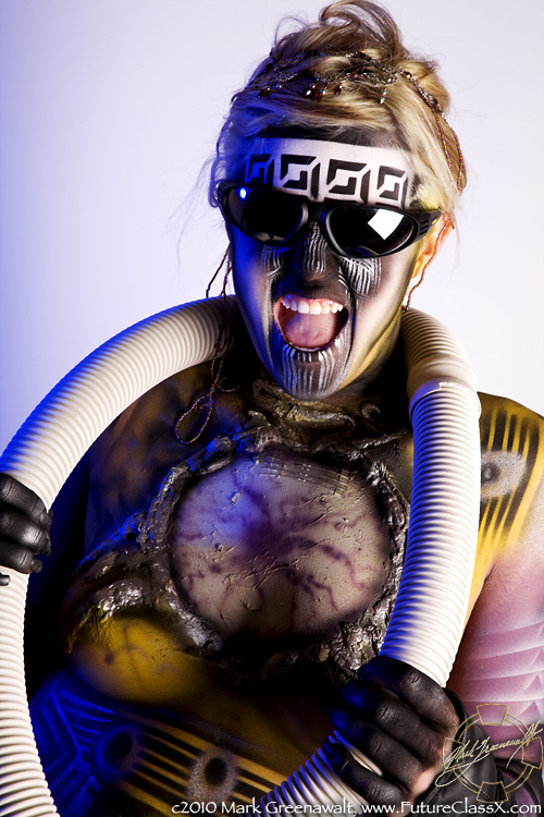 Sci-fi body art at LepreCon Convention with model Lessa