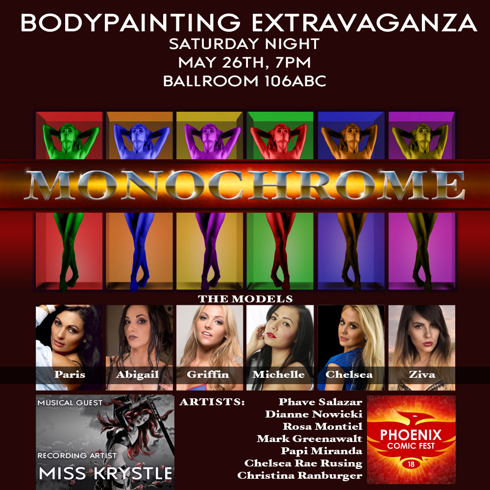 Monochrome theme Bodypainting at Phoenix ComiCon