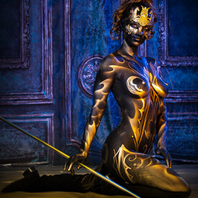 Juliet Wilde bodypaint model for Pashur 2024 Phoenix Fan Fusion Bodypainting Extravaganza