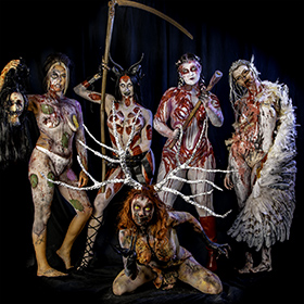 The bodypainting extravaganza at Phoenix Fan Fusion theme EvilAlivE with five models and artists.