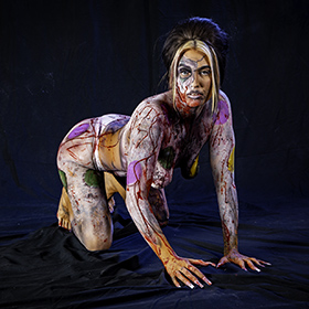 The bodypainting extravaganza at Phoenix Fan Fusion theme EvilAlivE with five models and artists.