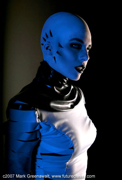 Ventress body art on Courtney Black at Star Wars Movie event