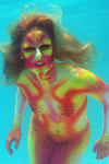 Fire pixie underwater photo of bodypainting