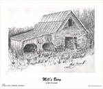 Limited edition print of Mill's Barn pencil drawing by Mark Greenawalt.