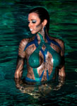 Water nymph liquid latex bodypainting in water