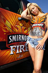 Smirnoff Fire body painting next to Hummer