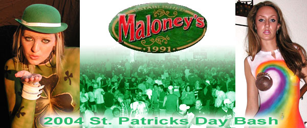 St. Patricks Day party at Maloney's On Campus at Arizona State University with bodypainted promotional models from AZ Models.