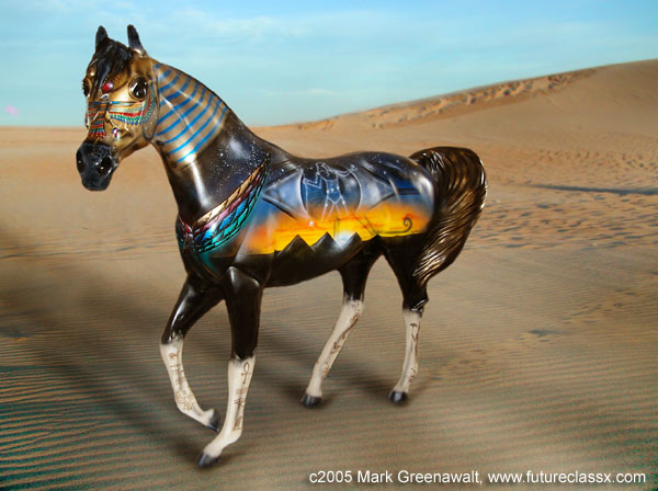 life size statue of arabian horse with Egyptian painting