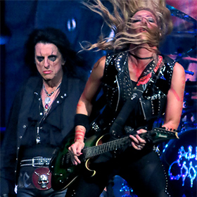 Alice Cooper with Nita Straus on lead guitar for live show in Phoenix