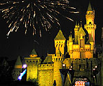 Fireworks at Cinderella's Castle at Disneyland, California