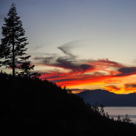 Looking out over Lake Tahoe at sunset on the drive back from Reno.