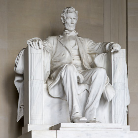 Abraham sitting in the Lincoln Memorial in Washington D.C.